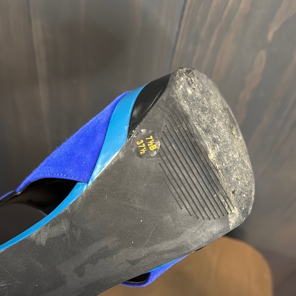 Jessica Simpson Evannan Royal Blue Suede Zip -Back Platform Shootie Heel 7.5 - Picture 5 of 6